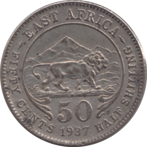 1937 SILVER 50 CENTS EAST AFRICA - SILVER WORLD COINS - Cambridgeshire Coins