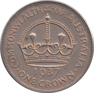 1937 SILVER CROWN AUSTRALIA - SILVER WORLD COINS - Cambridgeshire Coins
