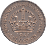 1937 SILVER CROWN AUSTRALIA - SILVER WORLD COINS - Cambridgeshire Coins