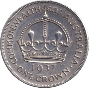 1937 SILVER CROWN AUSTRALIA - SILVER WORLD COINS - Cambridgeshire Coins