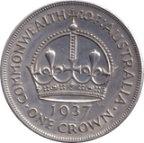 1937 SILVER CROWN AUSTRALIA - SILVER WORLD COINS - Cambridgeshire Coins