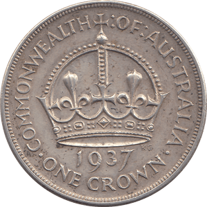 1937 SILVER CROWN AUSTRALIA - SILVER WORLD COINS - Cambridgeshire Coins
