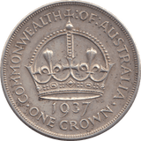 1937 SILVER CROWN AUSTRALIA - SILVER WORLD COINS - Cambridgeshire Coins