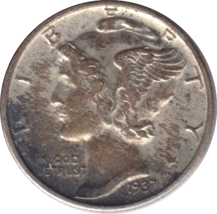 1937 SILVER DIME USA - WORLD COINS - Cambridgeshire Coins
