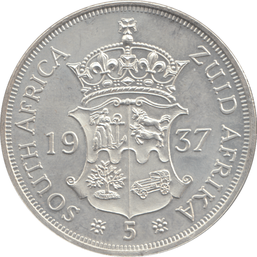 1937 SILVER FIVE SHILLINGS SOUTH AFRICA - SILVER WORLD COINS - Cambridgeshire Coins