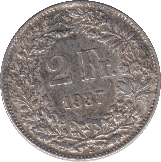 1937 SILVER SWITZERLAND 2 FRANC - SILVER WORLD COINS - Cambridgeshire Coins