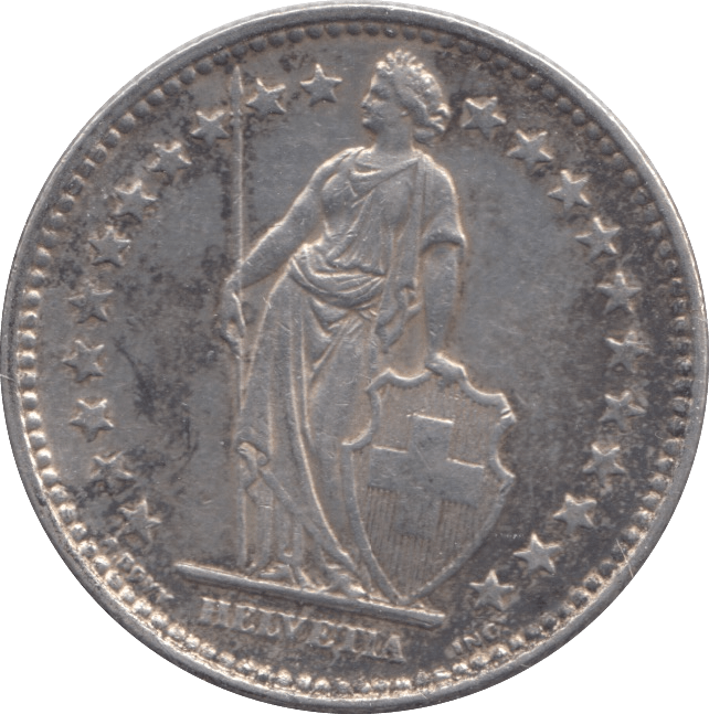 1937 SILVER SWITZERLAND 2 FRANC - SILVER WORLD COINS - Cambridgeshire Coins