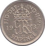 1937 SIXPENCE (EF ) - SIXPENCE - Cambridgeshire Coins