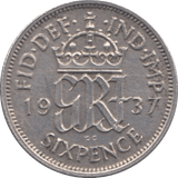 1937 SIXPENCE ( EF ) - SIXPENCE - Cambridgeshire Coins