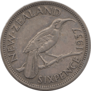 1937 SIXPENCE NEW ZEALAND - SILVER WORLD COINS - Cambridgeshire Coins