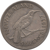 1937 SIXPENCE NEW ZEALAND - SILVER WORLD COINS - Cambridgeshire Coins