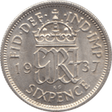 1937 SIXPENCE ( UNC ) - Sixpence - Cambridgeshire Coins