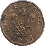 1937 THREE PENCE ( UNC ) - THREEPENCE - Cambridgeshire Coins