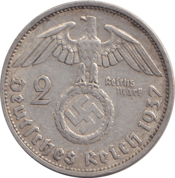 1937 TWO MARK NAZI GERMANY - SILVER WORLD COINS - Cambridgeshire Coins