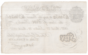 1937 WHITE FIVE POUND NOTE MARCH 22ND LONDON BANK OF ENGLAND PEPPIATT OPERATION BERNHARD B4 - £5 - £5 BANKNOTES WHITE - Cambridgeshire Coins