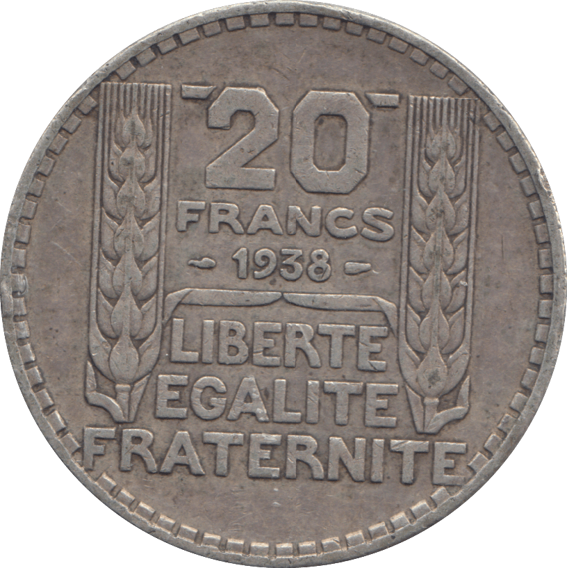 1938 20 FRANCS FRANCE - WORLD COINS - Cambridgeshire Coins