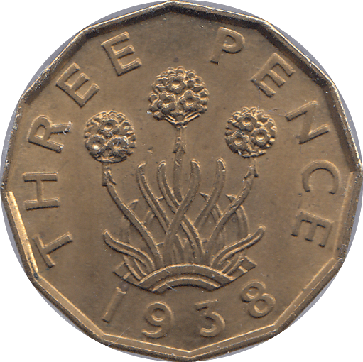 1938 BRASS THREEPENCE ( AUNC ) - THREEPENCE - Cambridgeshire Coins