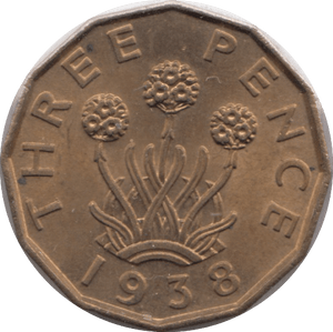 1938 BRASS THREEPENCE ( UNC ) - THREEPENCE - Cambridgeshire Coins