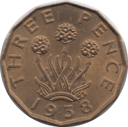 1938 BRASS THREEPENCE ( UNC ) - THREEPENCE - Cambridgeshire Coins