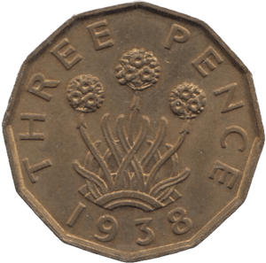 1938 BRASS THREEPENCE ( UNC ) - THREEPENCE - Cambridgeshire Coins