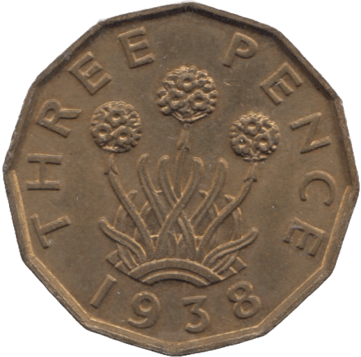 1938 BRASS THREEPENCE ( UNC ) - THREEPENCE - Cambridgeshire Coins