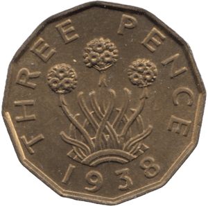 1938 BRASS THREEPENCE ( UNC ) - Threepence - Cambridgeshire Coins