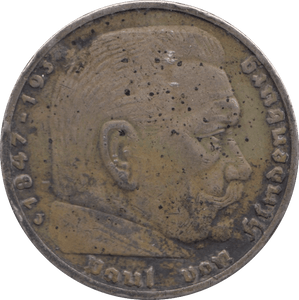 1938 GERMANY SILVER 5 REICH MARK - SILVER WORLD COINS - Cambridgeshire Coins
