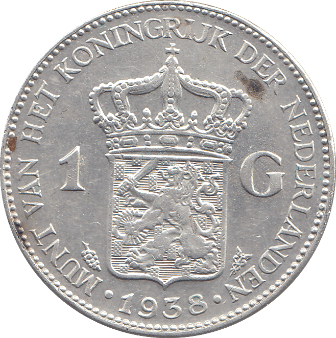 1938 NETHERLANDS 1 GULDEN - WORLD COINS - Cambridgeshire Coins