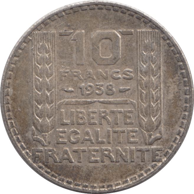 1938 SILVER 10 FRANCS FRANCE - SILVER WORLD COINS - Cambridgeshire Coins