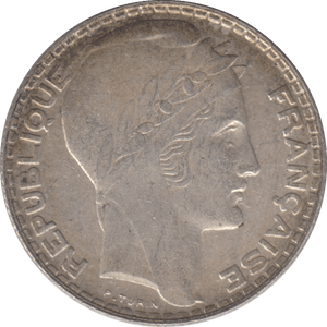 1938 SILVER 10 FRANCS FRANCE - SILVER WORLD COINS - Cambridgeshire Coins