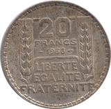 1938 SILVER 20 FRANCS FRANCE 2 - SILVER WORLD COINS - Cambridgeshire Coins