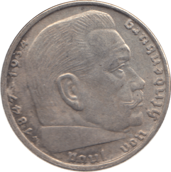 1938 SILVER NAZI GERMANY 2 MARK - SILVER WORLD COINS - Cambridgeshire Coins