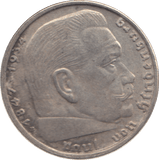 1938 SILVER NAZI GERMANY 2 MARK - SILVER WORLD COINS - Cambridgeshire Coins