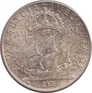 1938 SILVER TWO KRONER SWEDEN - WORLD COINS - Cambridgeshire Coins