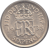 1938 SIXPENCE ( UNC ) - SIXPENCE - Cambridgeshire Coins