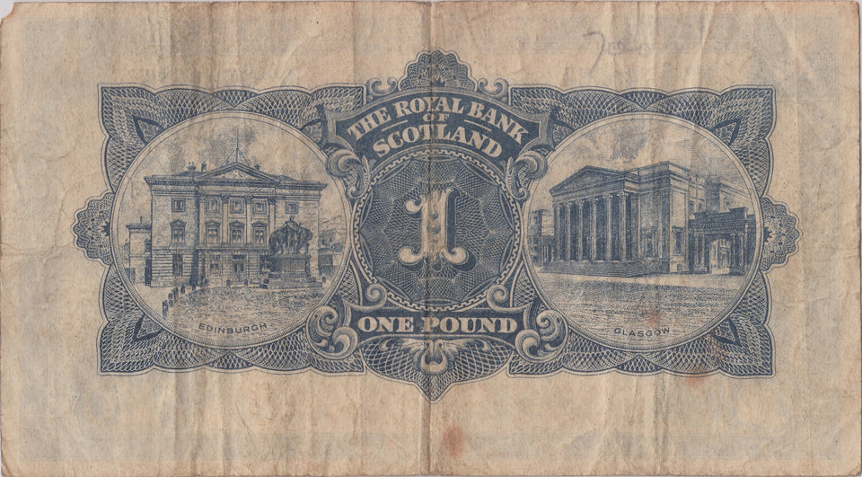 1938 THE ROYAL BANK OF SCOTLAND ONE POUND REF SCOT - 61 - WORLD BANKNOTES - Cambridgeshire Coins