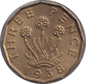1938 THREE PENCE ( UNC ) - THREEPENCE - Cambridgeshire Coins
