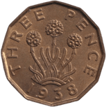 1938 THREEPENCE ( AUNC ) - THREEPENCE - Cambridgeshire Coins