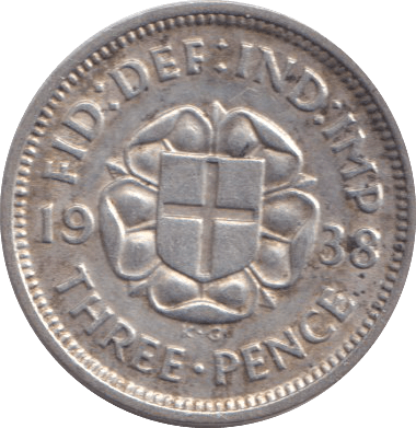 1938 THREEPENCE ( EF ) - THREEPENCE - Cambridgeshire Coins