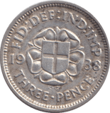 1938 THREEPENCE ( EF ) - THREEPENCE - Cambridgeshire Coins