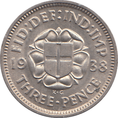 1938 THREEPENCE ( EF ) - WORLD COINS - Cambridgeshire Coins