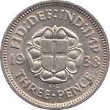 1938 THREEPENCE ( EF ) - WORLD COINS - Cambridgeshire Coins