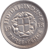 1938 THREEPENCE ( UNC ) 3 - Threepence - Cambridgeshire Coins