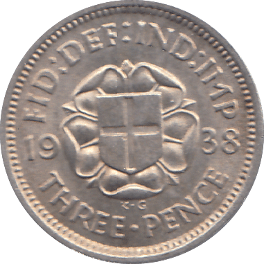 1938 THREEPENCE ( UNC ) - THREEPENCE - Cambridgeshire Coins