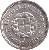 1938 THREEPENCE ( UNC ) - Threepence - Cambridgeshire Coins
