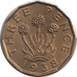 1938 THREEPENCE ( UNC ) - THREEPENCE - Cambridgeshire Coins