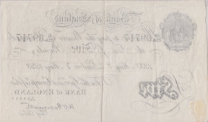1938 WHITE FIVE POUND NOTE MAY 7TH LONDON BANK OF ENGLAND PEPPPATT W£5 - 22 - £5 BANKNOTES WHITE - Cambridgeshire Coins
