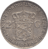 1939 2 1/2 GULDEN NETHERLANDS - WORLD COINS - Cambridgeshire Coins