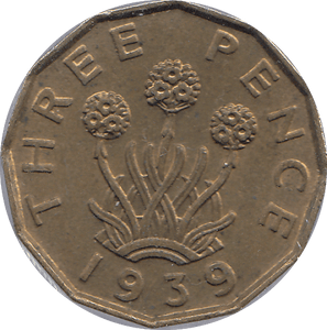 1939 BRASS THREEPENCE ( AUNC ) - THREEPENCE - Cambridgeshire Coins