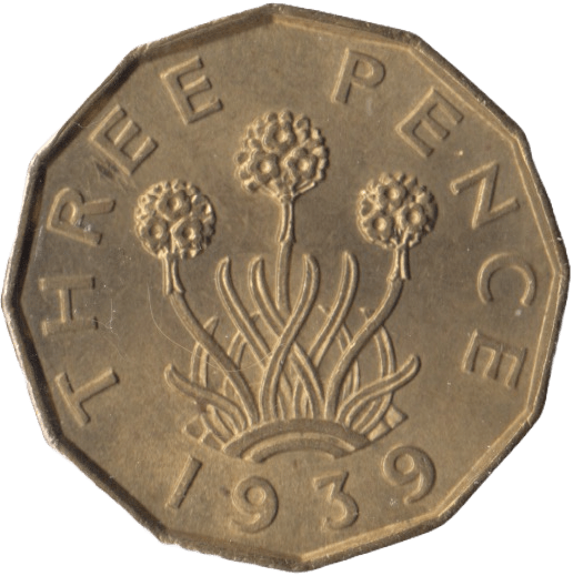 1939 BRASS THREEPENCE ( UNC ) - Threepence - Cambridgeshire Coins